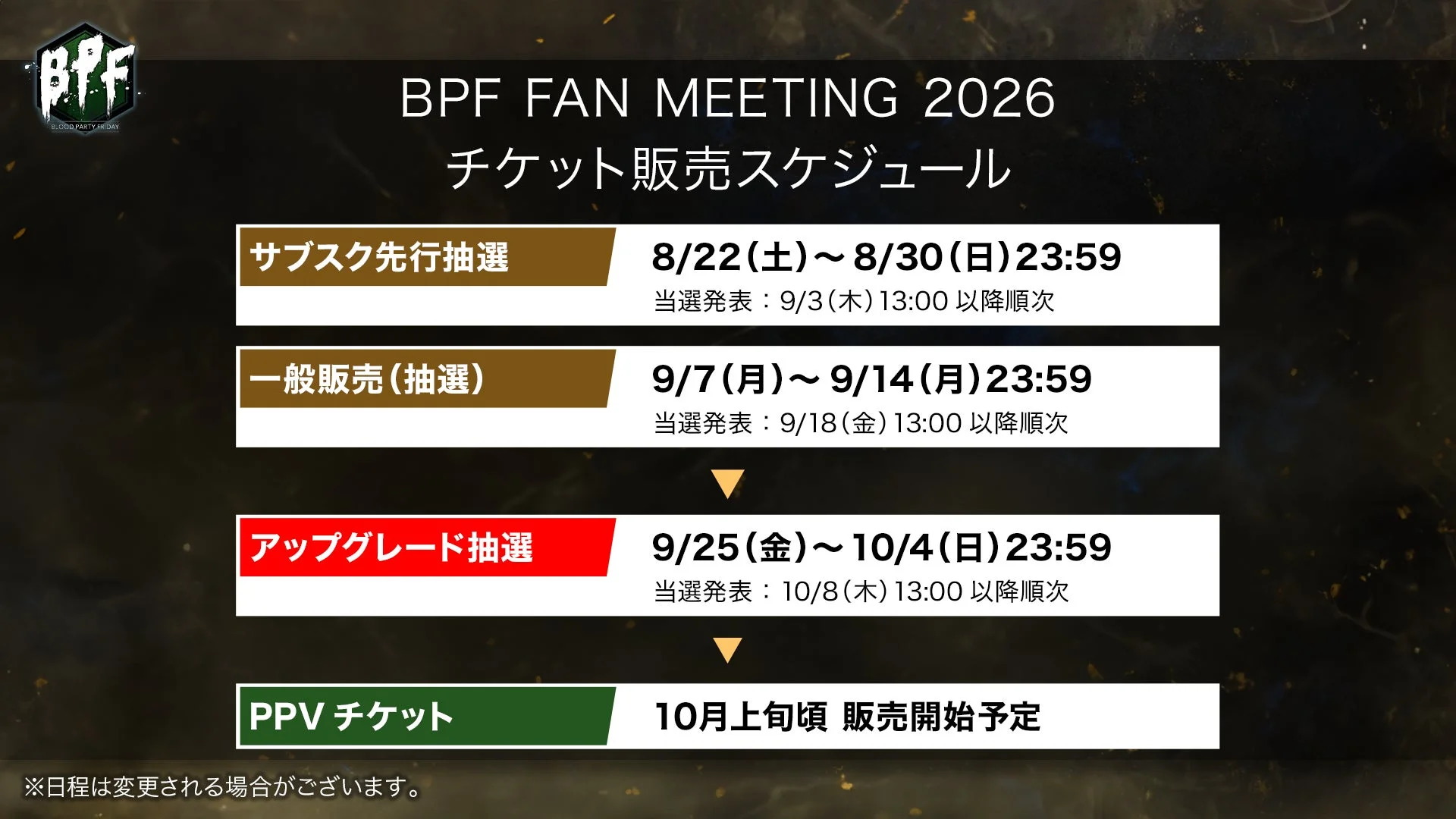 BPF FAN MEETING 2026 チケット販売スケジュール
