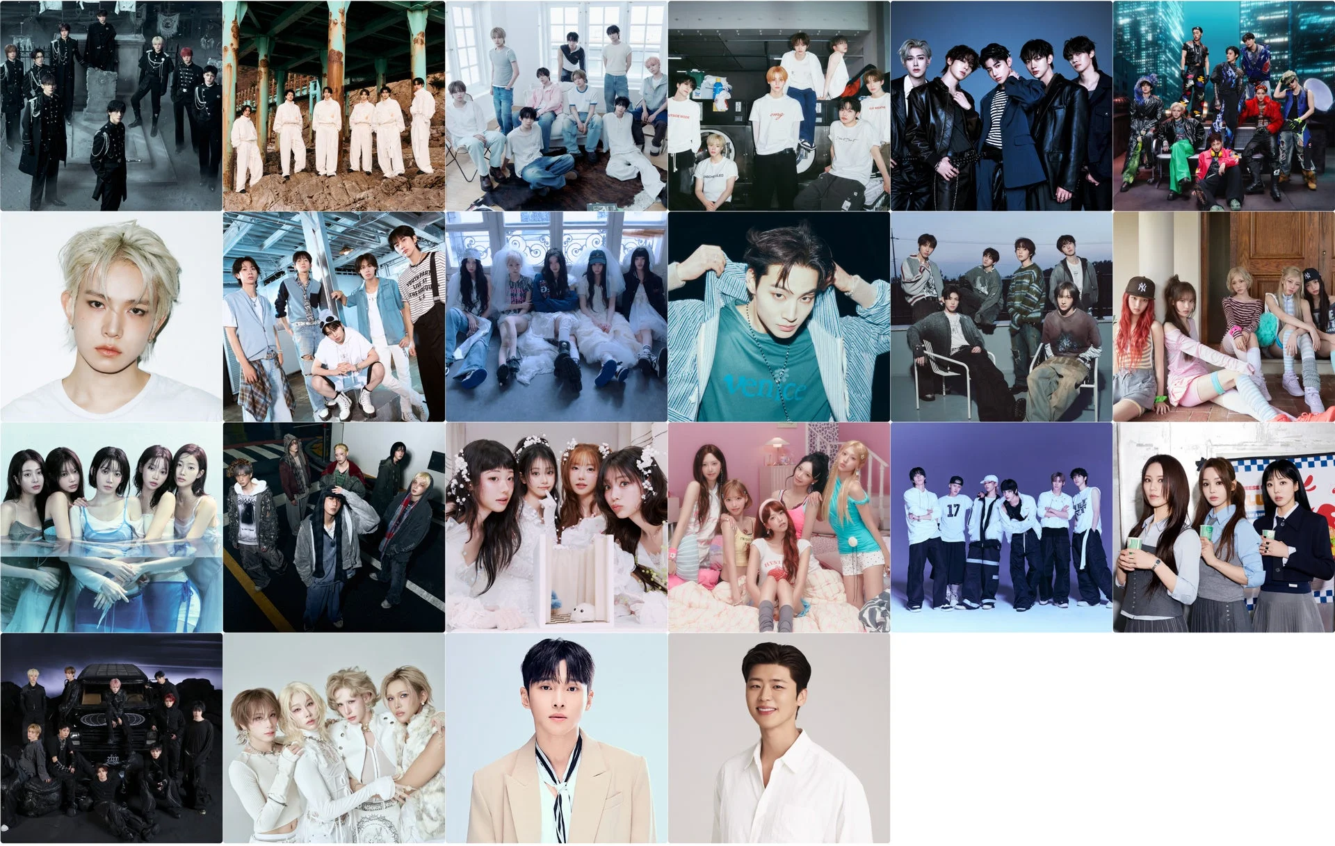K-POPアーティストのコラージュ