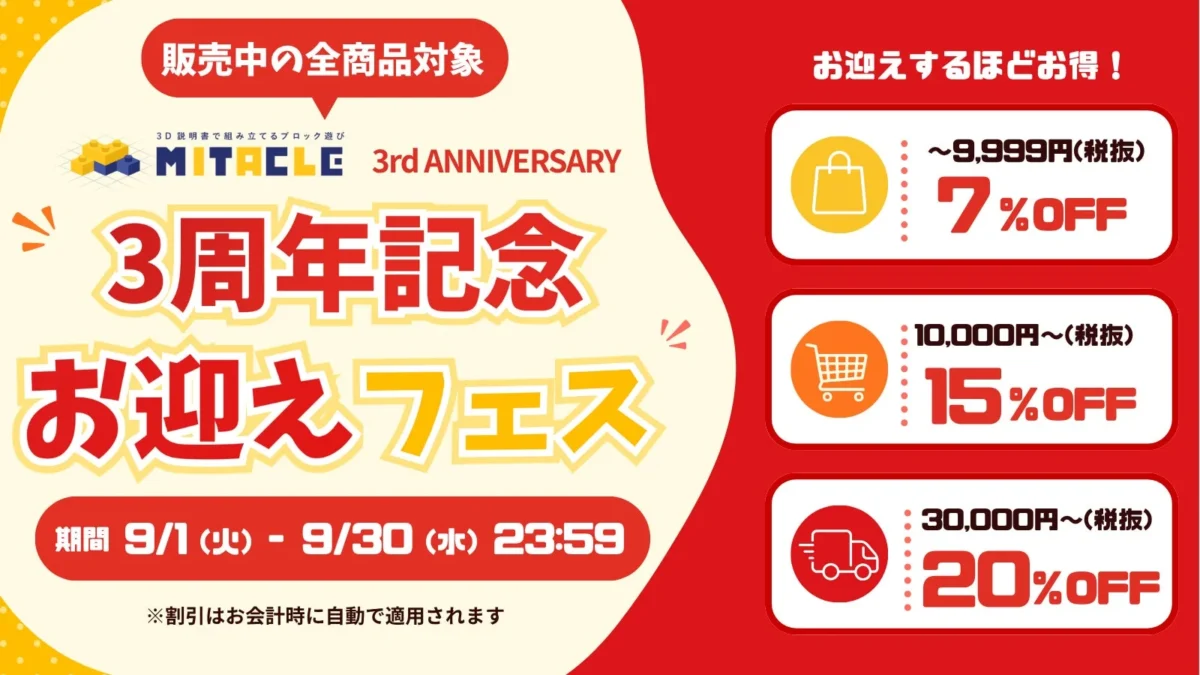 ミタクルブロック3周年記念！「お迎えフェス」で全商品が最大20%OFFに！推し活がもっと楽しくなるチャンスを見逃すな！