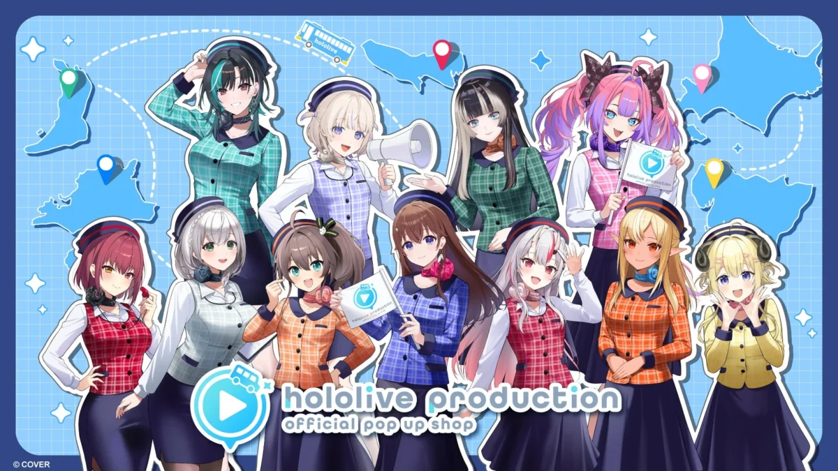 「ホロライブプロダクション オフィシャルポップアップショップ」全国5都市を巡回決定！描き下ろしバスガイド姿のタレントに会える！