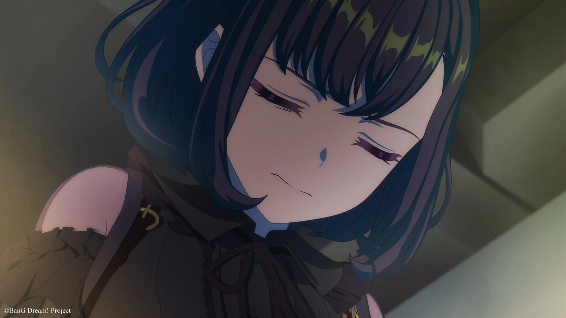 少女、黒髪、目を閉じる、物思いにふける