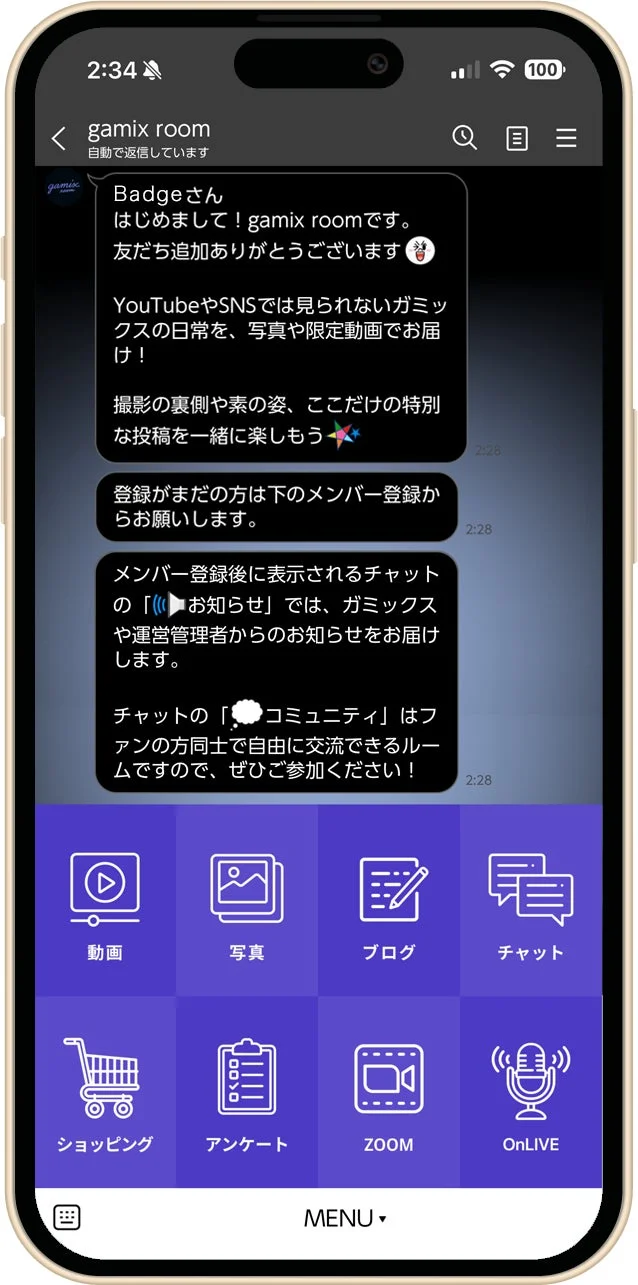 gamix roomチャット画面2
