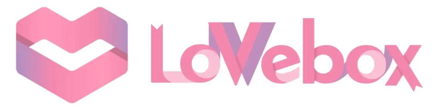 ピンクと紫のグラデーションが特徴的なハートをモチーフにした「LoVebox」ロゴ