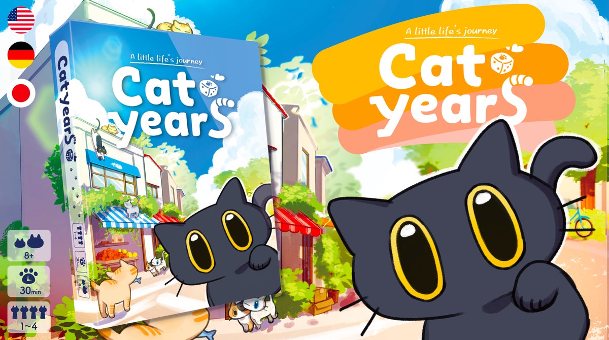 【CAMPFIRE266万円達成】“猫になりたい”が叶う。猫の一生を生きるボードゲーム『にゃん生すごろく』が英語・ドイツ語版『Cat Years』となって11月3日よりKickstarterを開始！