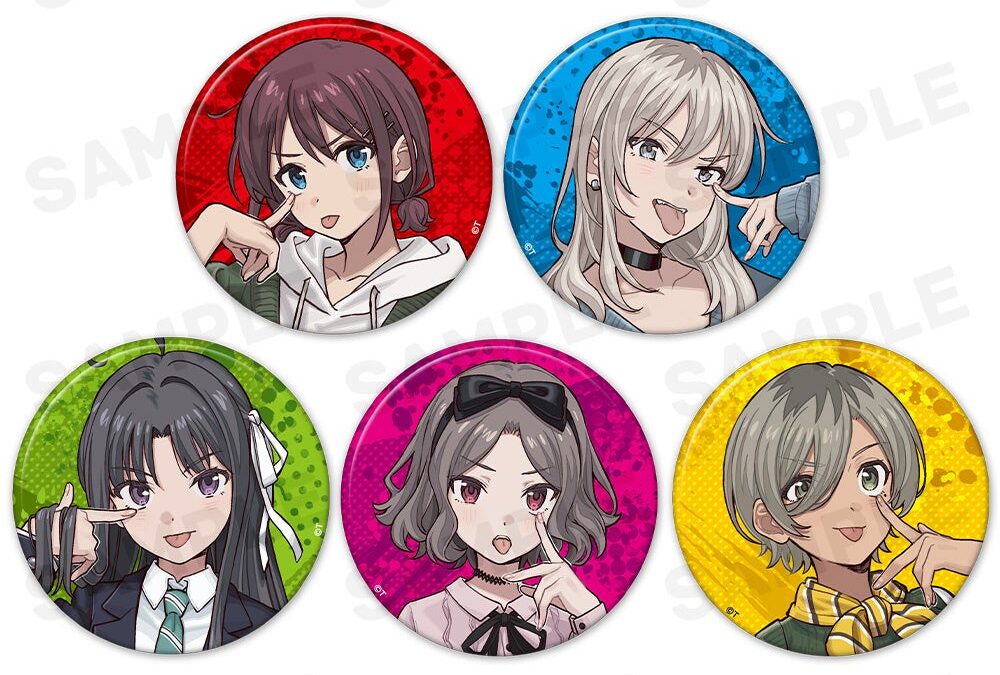 アニメ「ガールズバンドクライ」缶バッジ5個セット、マグカップ、アクリルキーリング、厚みアクリルスタンド、クリアファイルの受注を開始しました！